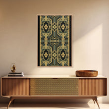 Load image into Gallery viewer, Art Deco Pattern Wall art, Framed Canvas Print, Art Deco, Gold &amp; green art, Framed painting, Black colors, Wonderful art, 1920s Style Art

