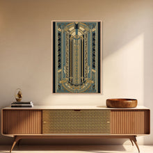 Carregar imagem no visualizador da galeria, Art Deco Pattern Wall art | Framed Canvas Print | Art Deco | Gold &amp; blue art | Wonderful art | Lines art | Geometric art | Living room art
