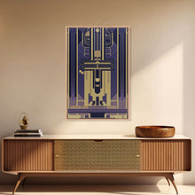 Load image into Gallery viewer, Art Deco Pattern Wall art - Framed Canvas Print - Art Deco - Gold &amp; blue art - Abstract art - Patterns art - Abstract art - Guest room decor
