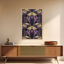 Carregar imagem no visualizador da galeria, Art Deco Pattern Wall art - Framed Canvas Print - Art Deco - Stained glass art - Ornament art - Geometric art - Purple &amp; gold art - Wall art
