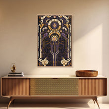 Carregar imagem no visualizador da galeria, Art Deco Pattern Wall art, Framed Canvas Print, Art Deco, Patterns art, Yellow &amp; purple art, Ornament art, Colorful painting, Light colors
