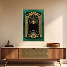 Carregar imagem no visualizador da galeria, Art Deco Wall art, Framed Canvas Print, Art Deco, Gold &amp; green art, Living room art, Abstract art, Beautiful art, Colorful painting

