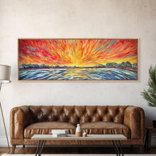 Carregar imagem no visualizador da galeria, Abstract Beach Wall Art, Colorful Abstract Nature, Framed Abstract Print Art, Sunset, Beach, Vibrant Art, Panoramic, Wall Art, Canvas Print

