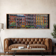 Carregar imagem no visualizador da galeria, Abstract Row Of Buildings City Canvas Print, Large Urban Art Print, Cityscape Art, Vibrant Art, Panoramic, Wall Art, Canvas Print
