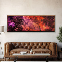 Cargar imagen en el visor de la galería, Forest Fire Canvas Art,  Fire Canvas Art,  Large Canvas Print, Woods On Fire Art Print, Purple Forest Art, Panoramic, Wall Art, Canvas Print
