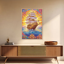 Cargar imagen en el visor de la galería, Filigree Pirate Ship Plaque Art, Framed Canvas Print, Fantasy Wall Art, Wall Decor, Pirate Wal Art, Gift For Him, Kid&#39;s Room

