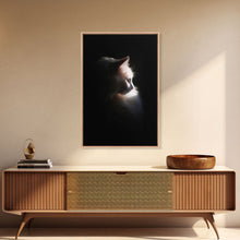 Load image into Gallery viewer, Portrait of a Beautiful Cat Sitting In The Sun, Framed Canvas Print, Cat Art, Cat Photography, Cat Wall Art
