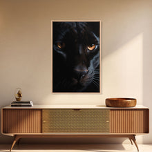 Load image into Gallery viewer, Portrait Of A Predator, Black Cat, Black Panther Photography, Framed Canvas Print, Wood Frame Wall Art
