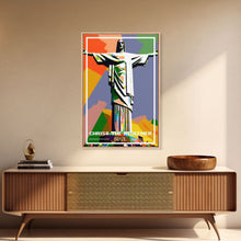Load image into Gallery viewer, Brazil Travel Poster, Christ The Redeemer, Rio de Janeiro Wall Art, Travel Wall Print, Travel Poster, Travel Wall Art, Canvas Wall Print
