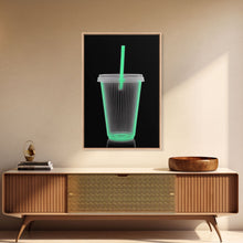 Load image into Gallery viewer, Disposable Plastic Cup Wall Art, Green Cup, Kitchen Wall Art, Minimalist Print, Wall Decor, Canvas Print, Wall Art, Framed Canvas

