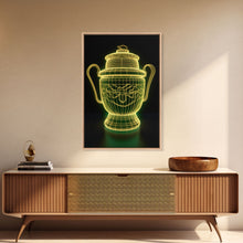 Load image into Gallery viewer, 3D Trophy Wall Decor, Yellow Art Print, Glowing Art, Minimalist Print, Wall Decor, Canvas Print, Wall Art, Framed Canvas
