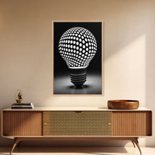Load image into Gallery viewer, Dotted Light Bulb Wall Decor, Black And White Art, Dotted Art, Minimalist Print, Wall Decor, Canvas Print, Wall Art, Framed Canvas
