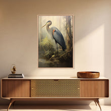 Cargar imagen en el visor de la galería, Bird Wall Art, Heron Art Print, Heron In Pond, Nature Wall Decor, Modern Print, Wall Decor, Canvas Print, Wall Art, Framed Canvas
