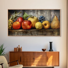 Cargar imagen en el visor de la galería, Fruits Wall Art, Food Art, Pineapple, Apples, Orange, Kitchen Wall Decor, Panoramic Wall Decor, Canvas Print, Wall Art, Framed Canvas Art
