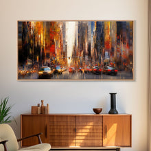 Carregar imagem no visualizador da galeria, Abstract Cityscape Wall Art, City Wall Decor, Urban Art, Traffic Wall Art, Panoramic Wall Decor, Canvas Print, Wall Art, Framed Canvas Art

