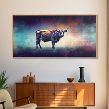 Carregar imagem no visualizador da galeria, Bull Wall Art, Animal Wall Art, Nature Art, Minimalist Art, Panoramic Wall Decor, Canvas Print, Wall Art, Framed Canvas Art
