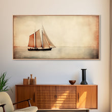 Carregar imagem no visualizador da galeria, Foggy Ocean Wall Art, Ship Painting Wall Decor, Abstract Wall Decor, Panoramic Wall Decor, Canvas Print, Wall Art, Framed Canvas Art
