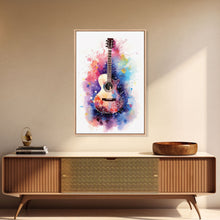 Cargar imagen en el visor de la galería, Cosmic Acoustic Guitar Wall Art Framed Canvas Print, Guitar Art, Guitar Wall Art, Music Art, Guitar Poster, Guitar Player Gift, Guitar Gifts
