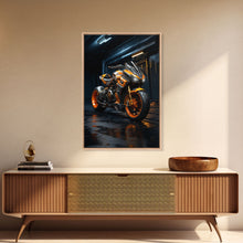 Carregar imagem no visualizador da galeria, Futuristic Cyberpunk Motorcycle Concept Art, Sport Bike Canvas Print
