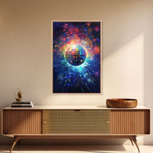 Load image into Gallery viewer, Galaxy Disco Ball, Framed Canvas Print, Music Studio Decor, Graduation Gift
