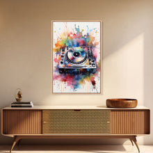 Load image into Gallery viewer, Turn Table Wall Art, DJ Art, Disc Jockey Decor, Music Studio Decor, Framed Canvas Print
