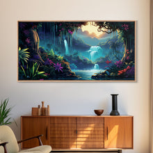Carregar imagem no visualizador da galeria, Fantasy Forest Wall Art, Waterfalls, Forest Wall Art, Trees Wall Print, Panoramic Art, Wall Art, Canvas Art, Landscape Art, Gaming Wall Art
