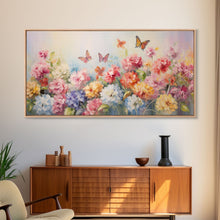 Carregar imagem no visualizador da galeria, Butterfly Wall Art, Flowers Wall Art, Colorful Fowers, Panoramic Art, Wall Art, Canvas Art, Landscape Art, Meadow Art, Botanical Art

