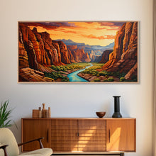 Load image into Gallery viewer, Canyon Wall Art, River Wall Print, Panoramic Art, Wall Art, Canvas Art, Landscape Art, Gift For Him, Rustic Wall Decor, Teen Boy Wall Art
