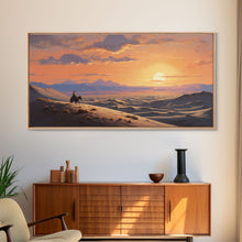 Load image into Gallery viewer, Desert Wall Art, Sunset Wall Print, Cowboy, Horse Art, Panoramic Art, Wall Art, Canvas Art, Landscape Art, Western Wall Decor, Gift For Men
