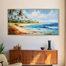 Load image into Gallery viewer, Palm Tree Beach Print, Beach Art, Framed Canvas Art, Original Beach Painting, Palm Tree Poster, Landscape Painting, Tropical Decor
