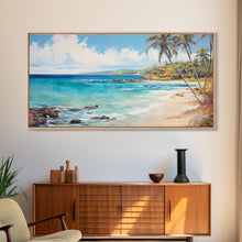 Load image into Gallery viewer, Palm Tree Beach Print, Beach Art, Framed Canvas Art, Original Beach Painting, Palm Tree Poster, Landscape Painting, Tropical Decor
