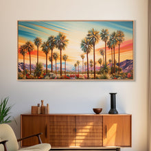 Load image into Gallery viewer, Desert Landscape, Palm Tree Wall Art, Sunset Wall Print, Panoramic Art, Wall Art, Canvas Art, Landscape Art, Thank You Gift, Home Décor
