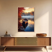 Load image into Gallery viewer, Boat Wall Art, Lake Wall Print, Fall Art Print, Canvas Print, Wall Art, Vertical Art, Wedding Gift, Indie Room Decor, Western Wall Decor
