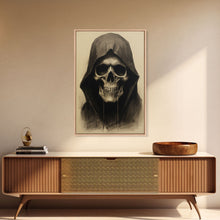 Cargar imagen en el visor de la galería, Cool Halloween Decor, Portrait Of The Grim Reaper, Spooky Halloween Art, Framed Canvas Print, Halloween Canvas Art
