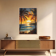 Carregar imagem no visualizador da galeria, Beach Wall Print, Tropical Wall Art, Sunrise Wall Art, Canvas Print, Wall Art, Vertical Print, Entryway Prints, Dorm Room Art, Office Decor

