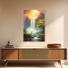 Cargar imagen en el visor de la galería, Surreal Art Prin, River Art, Waterfalls Wall Art, Landscape Print, Canvas Print, Wall Art, Vertical Art, Moving Gift, Game Room Decor
