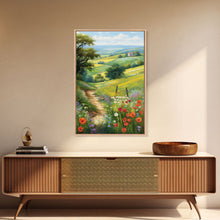 Load image into Gallery viewer, Countryside Wall Art, Wildflowers Wall Art, Meadow Wall Print, Canvas Print, Wall Art, Vertical Art, Country Wall Art, Landscape Art
