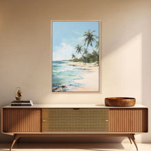 Carregar imagem no visualizador da galeria, Beach Wall Art, Palm Trees Wall Print, Seashore Wall Art, Tropical Art, Canvas Print, Wall Art, Vertical Art, Living Room Prints, Room Decor
