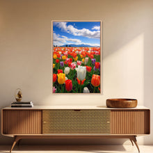 Load image into Gallery viewer, Tulips Wall Print, Flower Art Print, Vibrant Wall Art, Canvas Print, Wall Art, Vertical Art, Teacher Gift, Above Bed Decor, Office Prints
