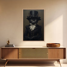 Carregar imagem no visualizador da galeria, Cute Renaissance Cat, Black Cat Print, Goth Home Decor, Art Canvas Print, Dark Academia, Gothic Victorian, Halloween Decor, Witch Familiar
