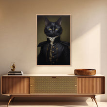 Carregar imagem no visualizador da galeria, Admiral Meow Reporting For Duty, Victorian Cat Portrait Art, Framed Canvas Print, Gothic Dark Academia Wall Art
