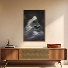 Load image into Gallery viewer, He&#39;s really into that book man, why is that ghost reading? Spooky Victorian Halloween Oil Painting Canvas Print, Halloween Decorations
