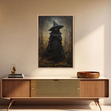 Load image into Gallery viewer, Gothic Witch Art, Framed Halloween Canvas, Canvas Print, Spooky Halloween Wall Art, Halloween Decoration, Witchy Decor
