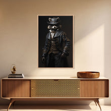Load image into Gallery viewer, Funny Raccoon Art, Framed Canvas Print Or Poster, Funny Halloween Art, Victorian Raccoon Oil Painting Portrait
