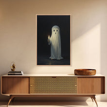 Load image into Gallery viewer, Ghost Holding A Candle Halloween Decor, Art Canvas Print, Spooky Ghost Wall Art, Fall Decor, Halloween wall decor, Funny Halloween Art
