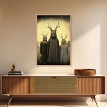 Load image into Gallery viewer, The Cult Of The Deer, Creepy Halloween Wall Art, Framed Canvas Print, Occult Art, Dark Academia, Creepy Photography
