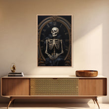 Load image into Gallery viewer, Victorian Halloween Art, Floral Skeleton, Framed Canvas Print, Skeletal Art, Halloween Art Print, Halloween Decoration, Halloween Printables
