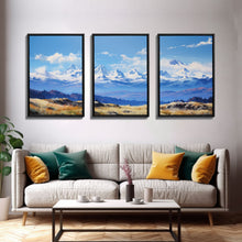 Load image into Gallery viewer, Framed Rocky Mountains 3 Piece Canvas Prints, Rockies Painting, Mountain Landscape Oil Painting, Large Wall Art, Centerpiece Art
