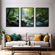 Carregar imagem no visualizador da galeria, Forest Wall Art, Waterfalls Print, Landscape Print, Canvas Print, Set Of 3 Prints, Wall Art, 3 Piece Wall Art, Home Office Art, Office Decor
