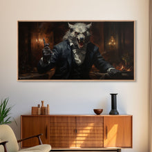 Load image into Gallery viewer, The Victorian Gentleman Werewolf, Halloween Art Print, Framed Canvas Art, Halloween Poster Print, Victorian Dark Academia Oil Painting
